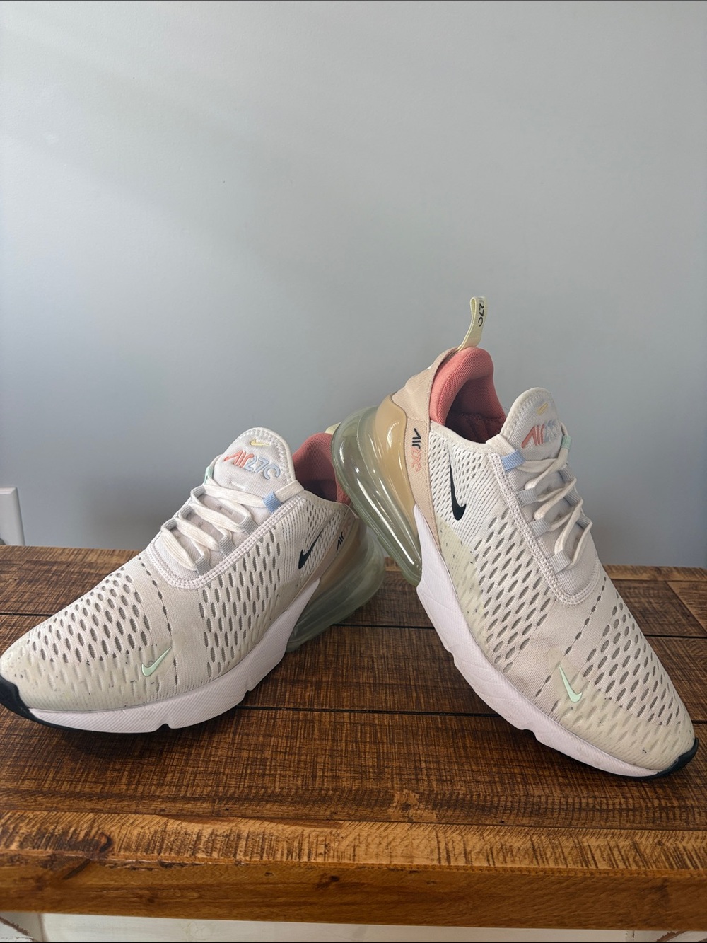 Nike Women’s Air Max 270 Cream with Coral and Mint Accents